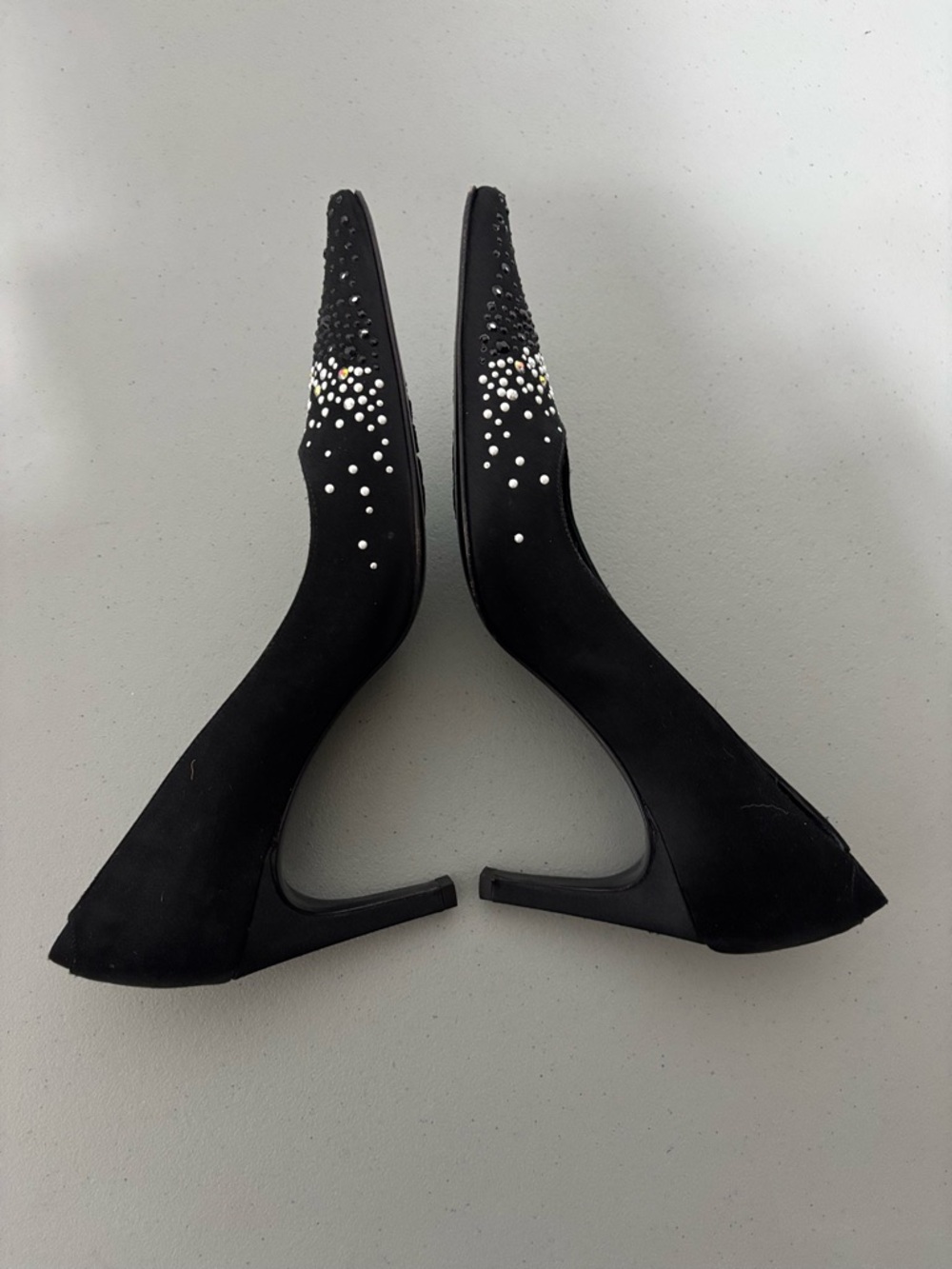 St. John Collection Black Satin Women's Heels Elegant Formal Pointed Toe 9B - Picture 10 of 16